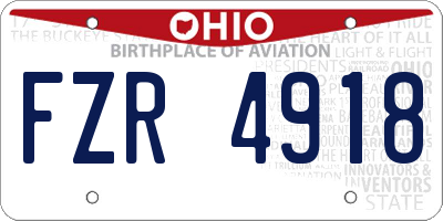 OH license plate FZR4918