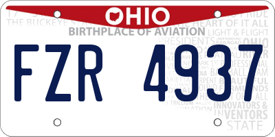 OH license plate FZR4937
