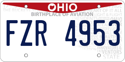 OH license plate FZR4953