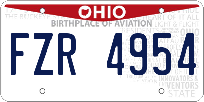 OH license plate FZR4954