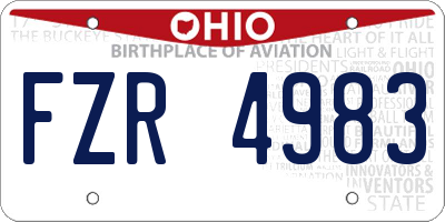 OH license plate FZR4983