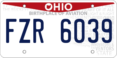 OH license plate FZR6039