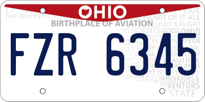 OH license plate FZR6345