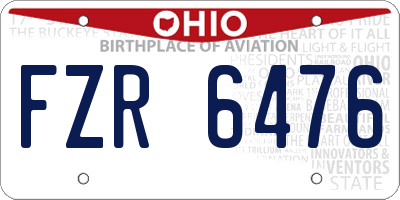 OH license plate FZR6476