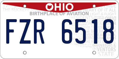 OH license plate FZR6518