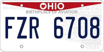 OH license plate FZR6708