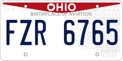 OH license plate FZR6765