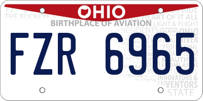 OH license plate FZR6965