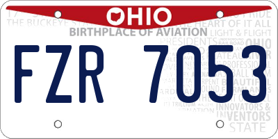 OH license plate FZR7053