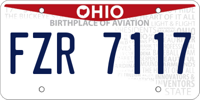 OH license plate FZR7117