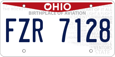 OH license plate FZR7128