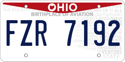 OH license plate FZR7192