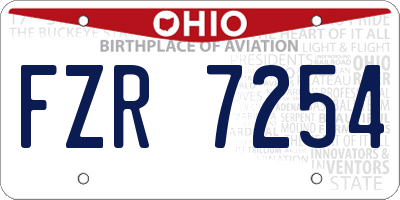 OH license plate FZR7254
