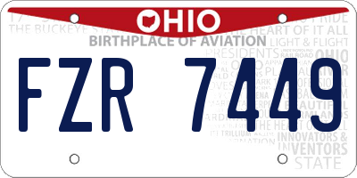 OH license plate FZR7449