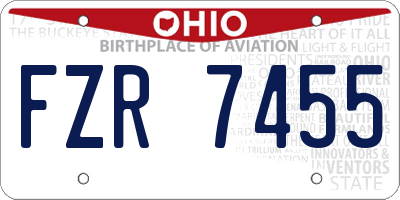 OH license plate FZR7455