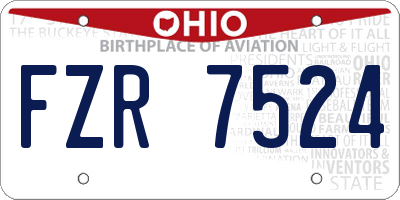 OH license plate FZR7524