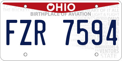 OH license plate FZR7594