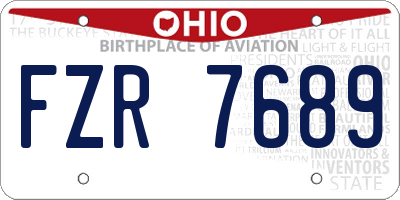 OH license plate FZR7689