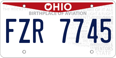 OH license plate FZR7745