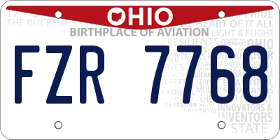 OH license plate FZR7768