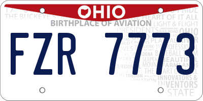 OH license plate FZR7773