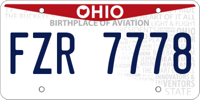 OH license plate FZR7778
