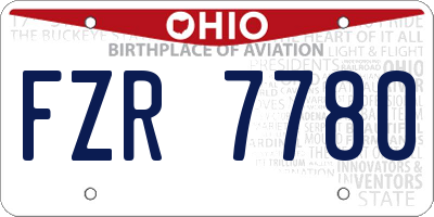 OH license plate FZR7780