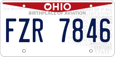 OH license plate FZR7846