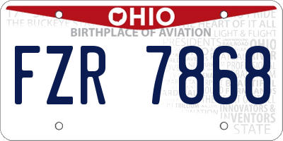 OH license plate FZR7868