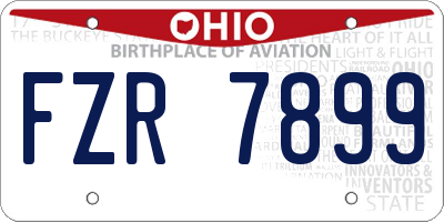 OH license plate FZR7899