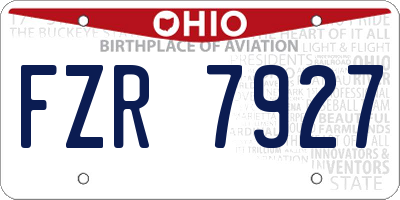 OH license plate FZR7927
