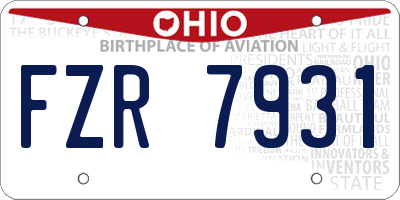 OH license plate FZR7931
