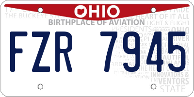 OH license plate FZR7945