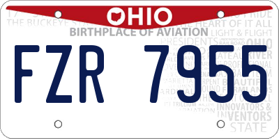 OH license plate FZR7955