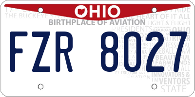 OH license plate FZR8027