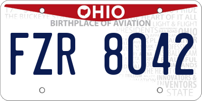 OH license plate FZR8042