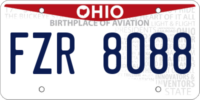 OH license plate FZR8088