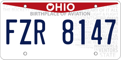OH license plate FZR8147