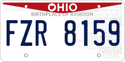 OH license plate FZR8159