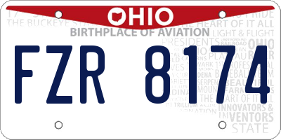 OH license plate FZR8174