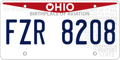 OH license plate FZR8208