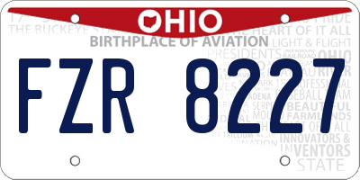 OH license plate FZR8227