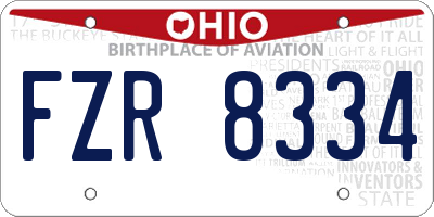 OH license plate FZR8334