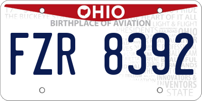 OH license plate FZR8392