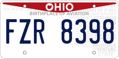 OH license plate FZR8398