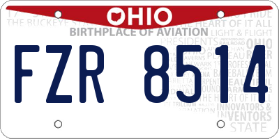 OH license plate FZR8514