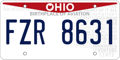 OH license plate FZR8631