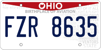 OH license plate FZR8635