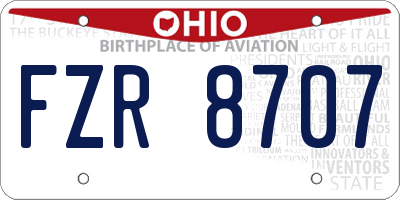 OH license plate FZR8707