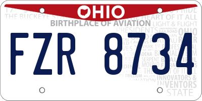 OH license plate FZR8734